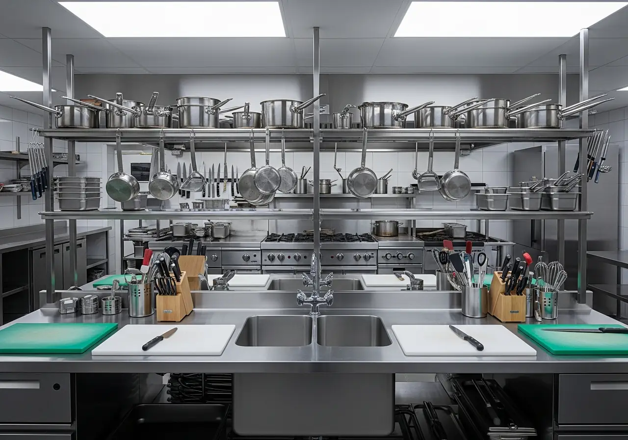 Stainless steel benches — AIKON Industrial Kitchens Cyprus collection