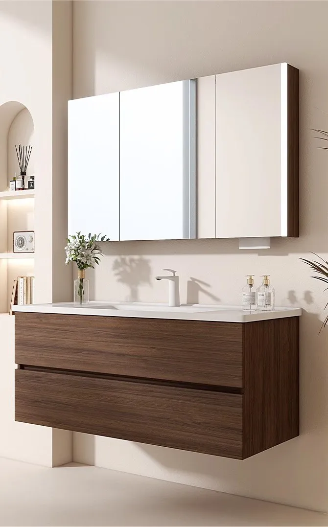 Bathroom vanity unit and washbasin joinery — full-room view by AIKON, Cyprus contract & FF&E supply