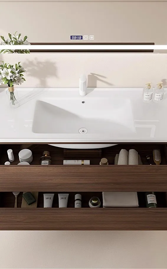 Bathroom vanity unit and washbasin joinery — close-up detail by AIKON, Cyprus contract & FF&E supply