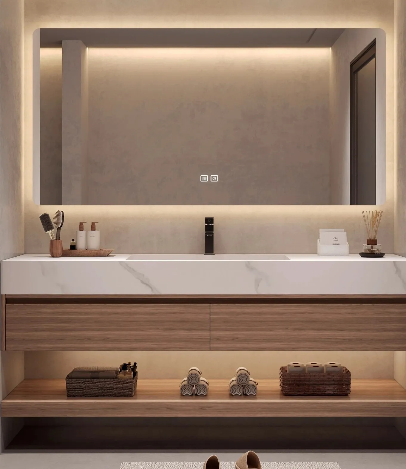 Bathroom vanity unit and washbasin joinery — finish & material detail by AIKON, Cyprus contract & FF&E supply