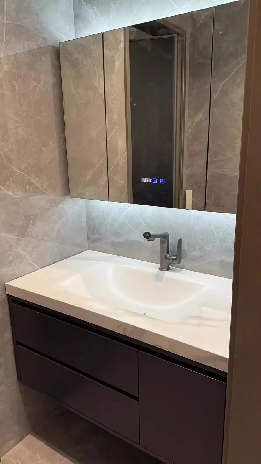 Bathroom vanity unit and washbasin joinery — feature view by AIKON, Cyprus contract & FF&E supply