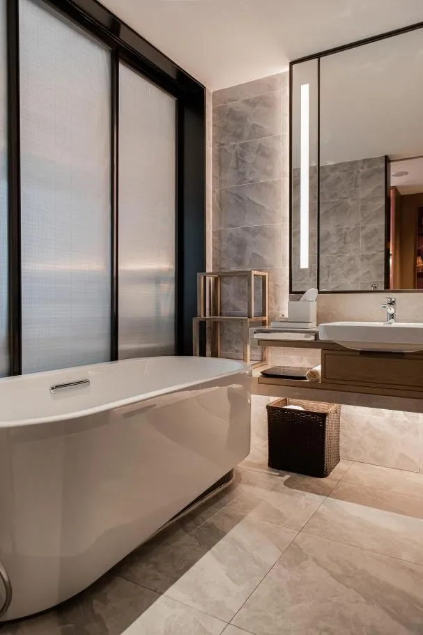 Bathroom vanity unit and washbasin joinery — detail view by AIKON, Cyprus contract & FF&E supply