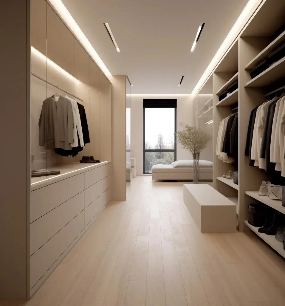 Walk-in wardrobe and closet joinery — close-up detail by AIKON, Cyprus contract & FF&E supply