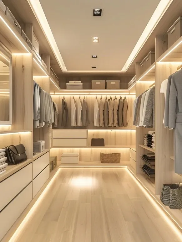 Walk-in wardrobe and closet joinery — showroom view by AIKON, Cyprus contract & FF&E supply