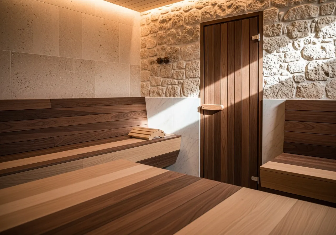 Hammam & sauna joinery — AIKON Gym & Wellness Furniture Cyprus collection