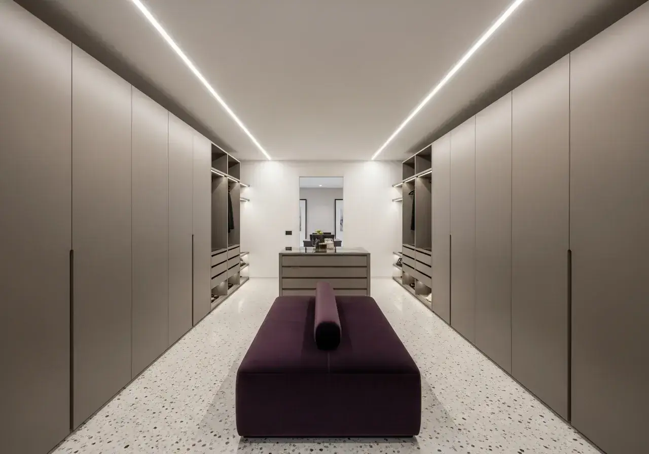 Wardrobe internal accessories — Sige EDGE and Servetto pull-down systems by AIKON Wardrobes